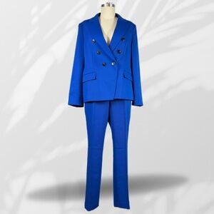 NWOT Tahari ASL Double Breasted Two-Piece Suit Royal Blue